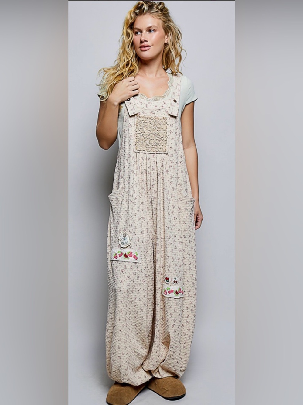 POL Boho Floral Patchwork Jogger Overalls - NWT 🌸